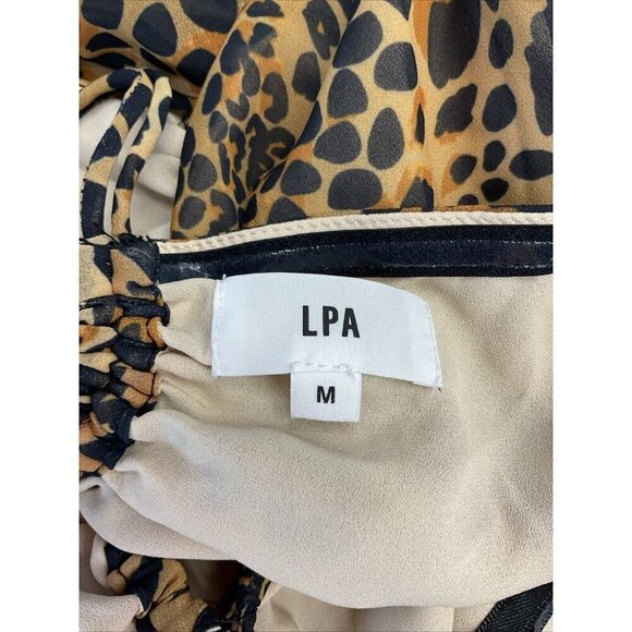 Revolve LPA cut out Cheetah print Ruffled sleeveless Sexy mini dress halter MED - Picture 10 of 11